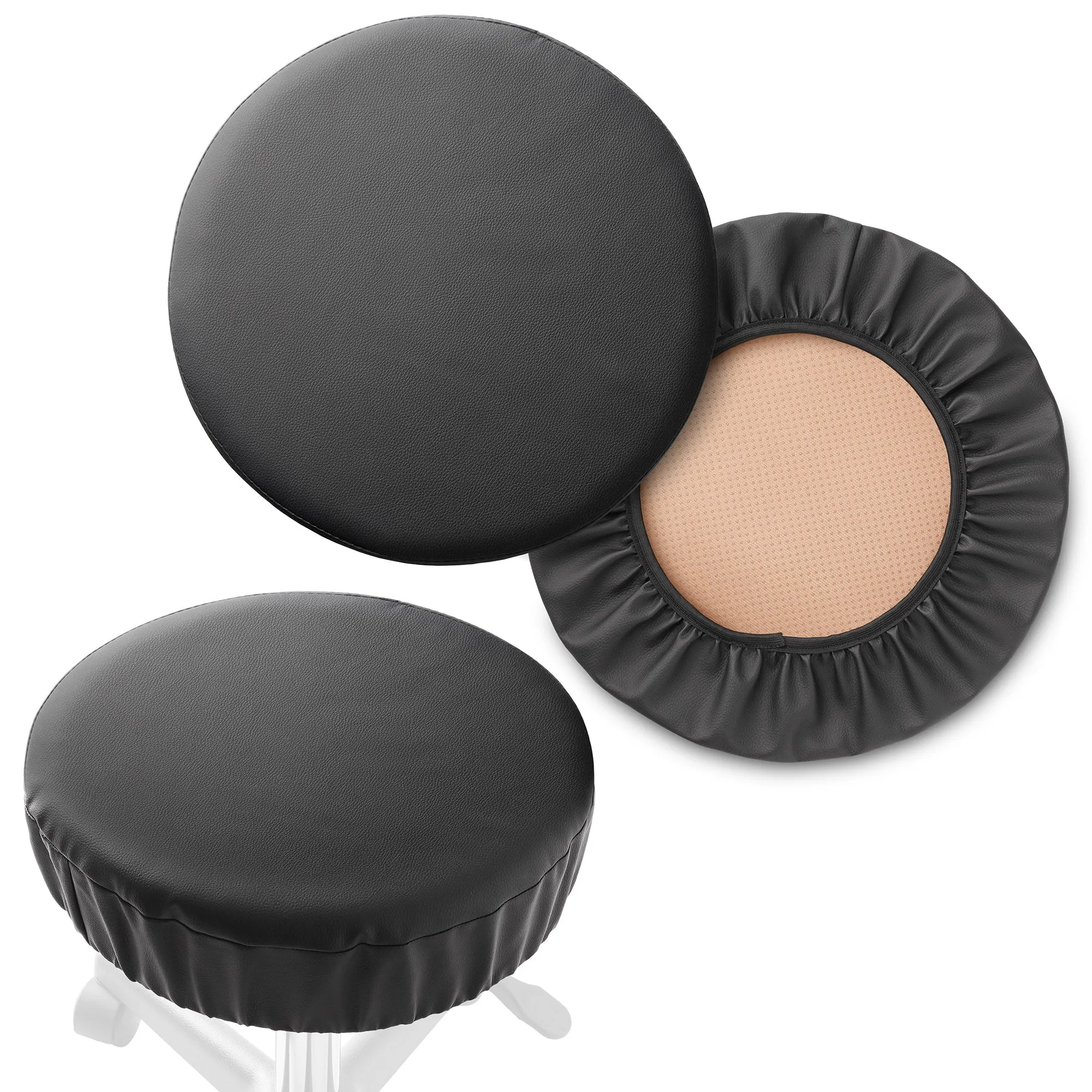 2-Pk Round Stool Seat Cover, Slipcover for Swivel Chair
