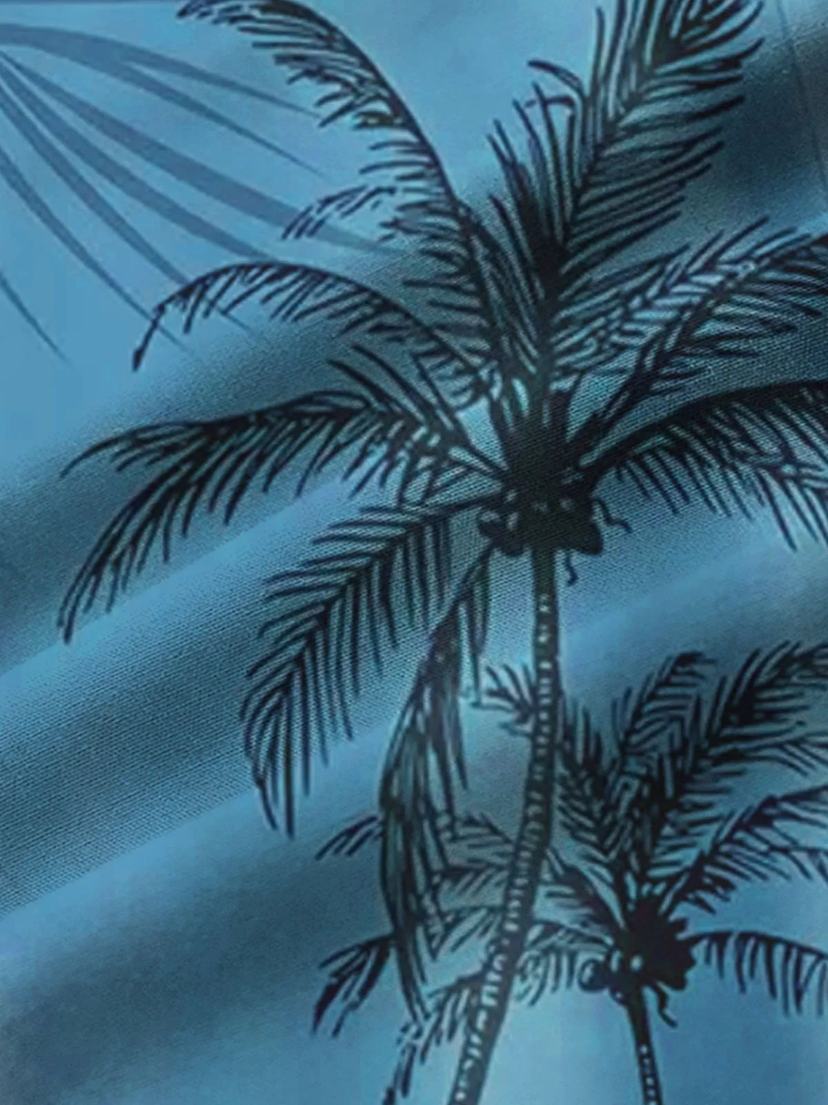 Alohadaddy Cotton Hawaiian Icy Blue Coconut Tree Men's Button Pocket Shirt