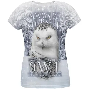 Always Be Yourself Unless Snowy Winter Owl All Over Womens T Shirt