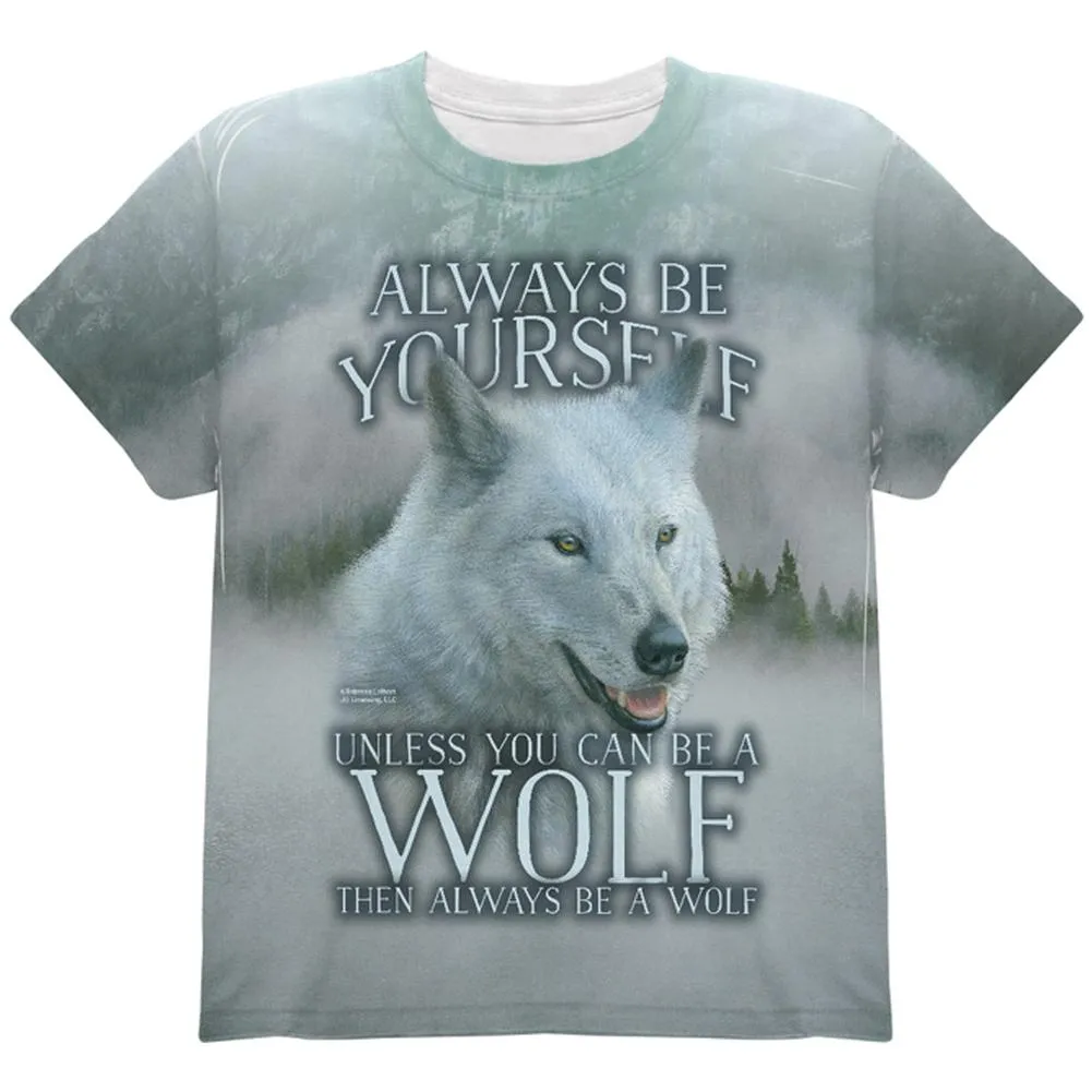 Always Be Yourself Unless White Wolf All Over Youth T Shirt