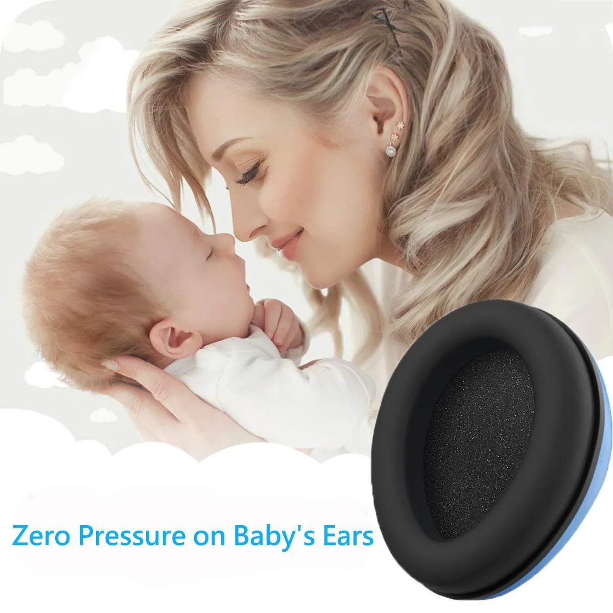 Baby Noise Cancelling Headphones Infant Ear Protection Comfortable Noise Reduction Ear Muffs for Babies Toddler 1 Months to 2 Years, Blue Light Blue