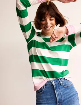 Bea Long Sleeve Breton-Green Ivory, Pink