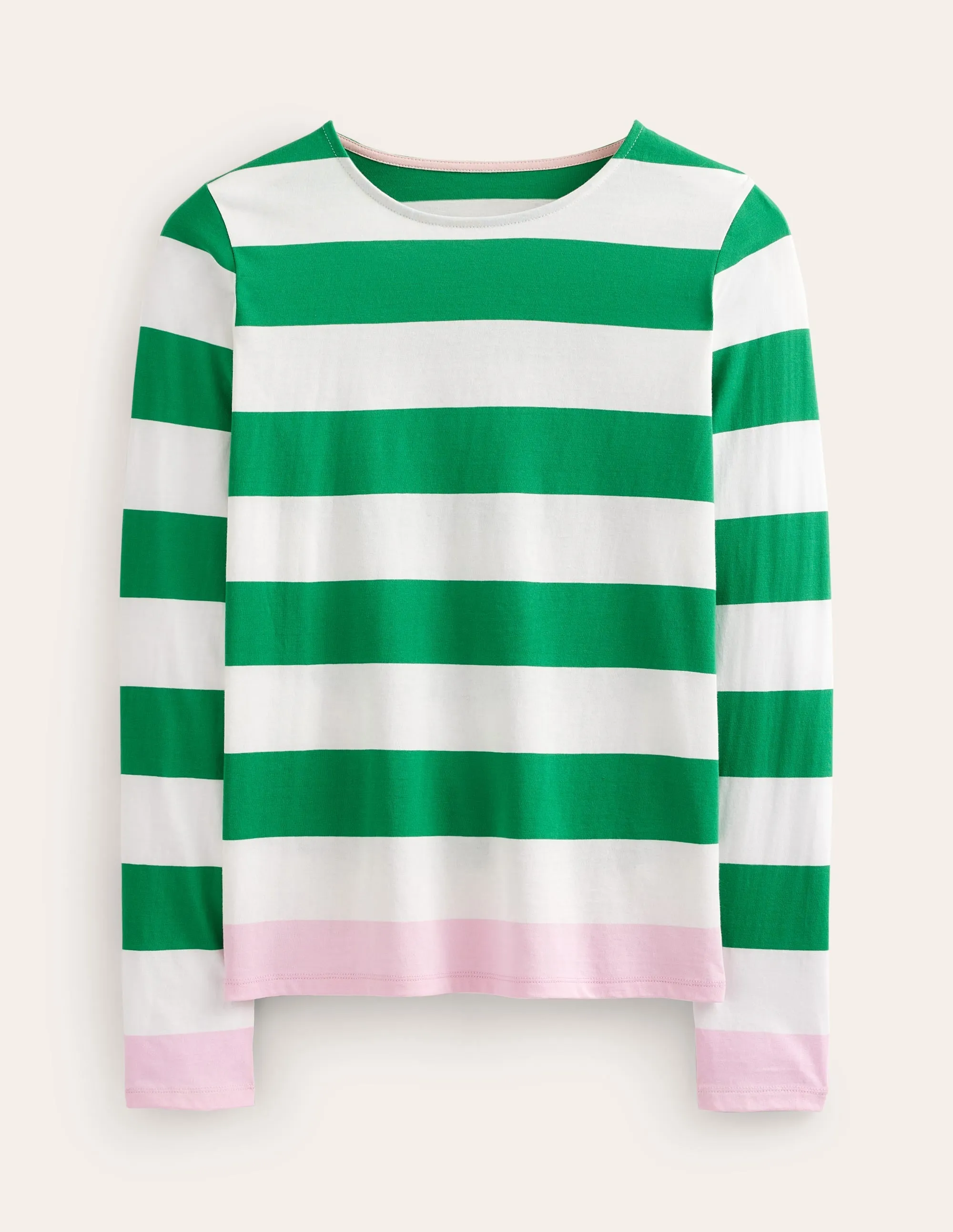 Bea Long Sleeve Breton-Green Ivory, Pink