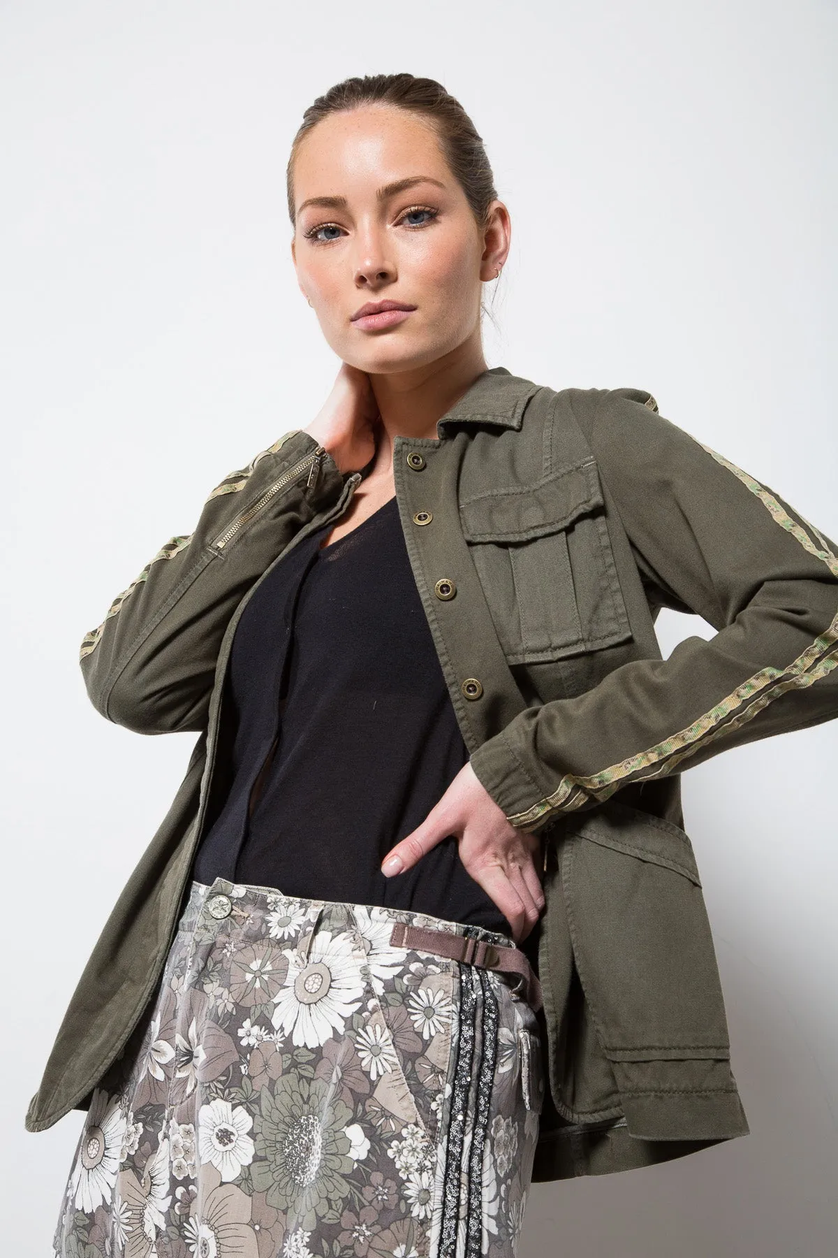 Blazer with side tapes in Olive