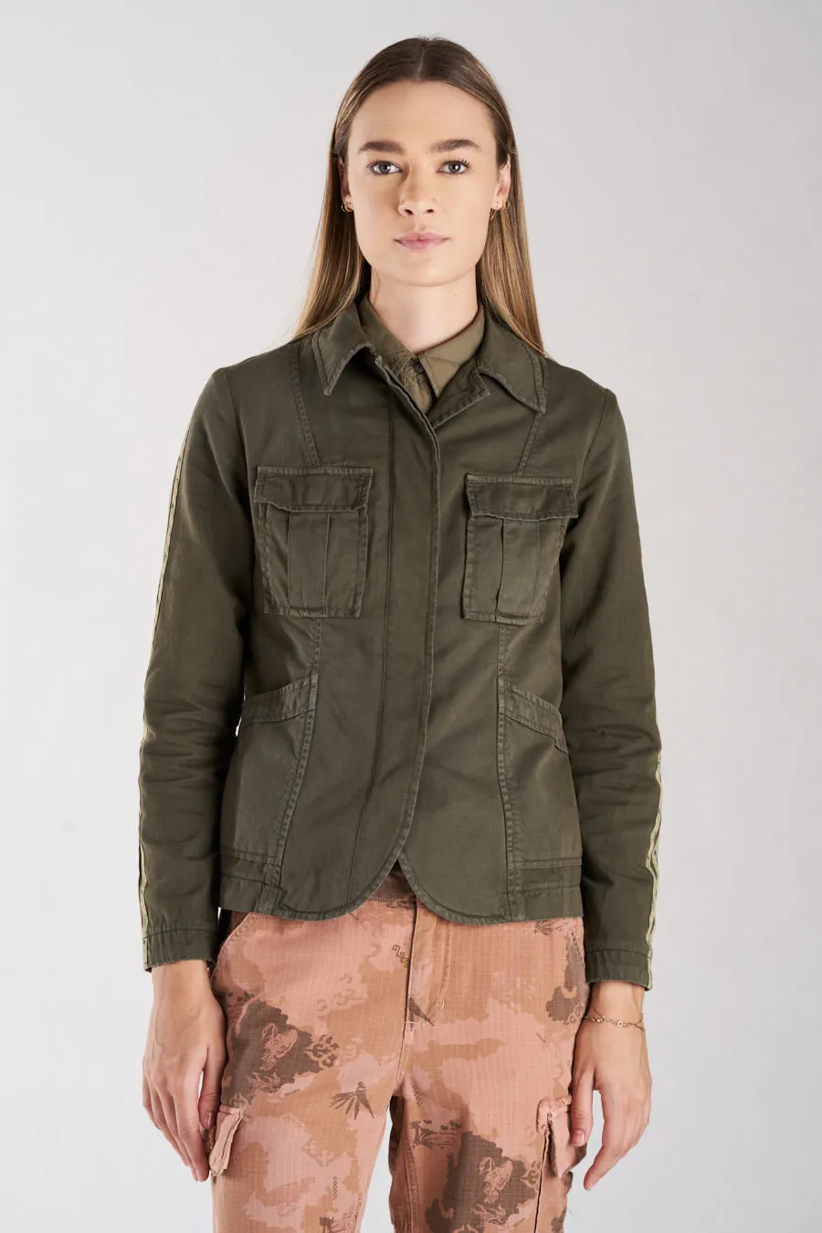 Blazer with side tapes in Olive