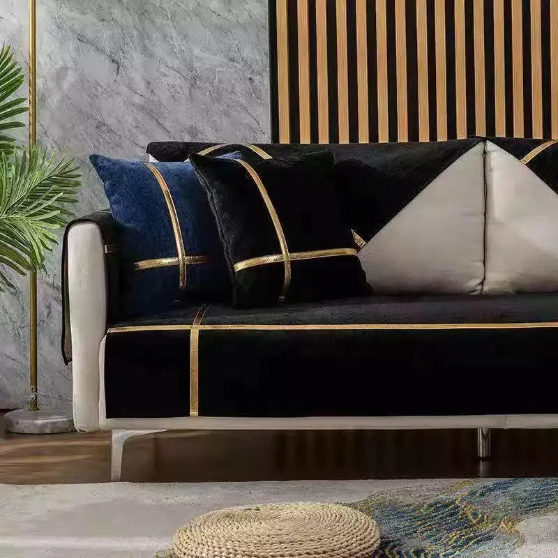 Chenille Real Leather Cushion Luxury For Seasons universal anti-slip leather Cover