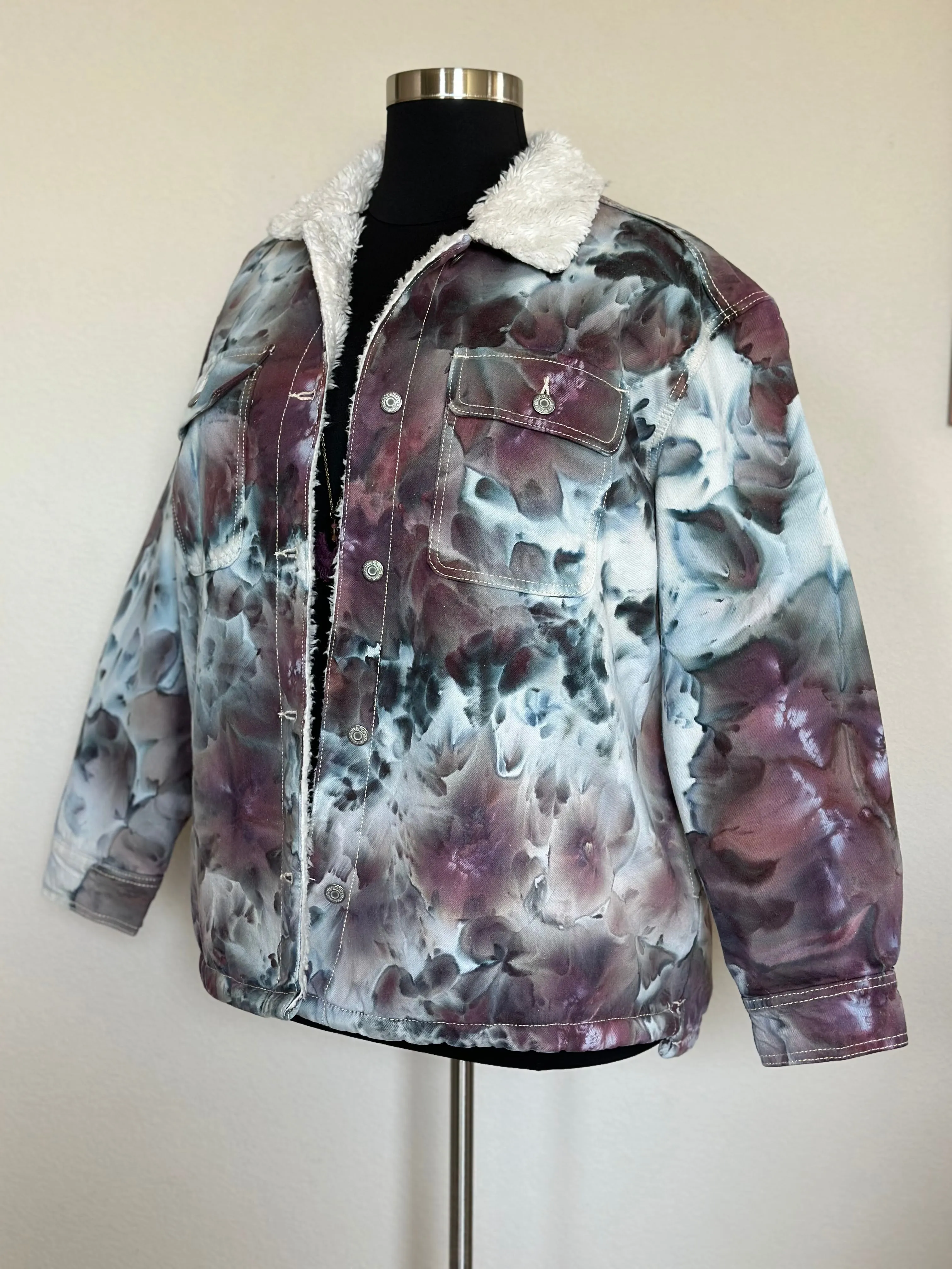 Custom Sherpa Lined Denim Jacket in ‘Brushed Steel’ for Sharlla
