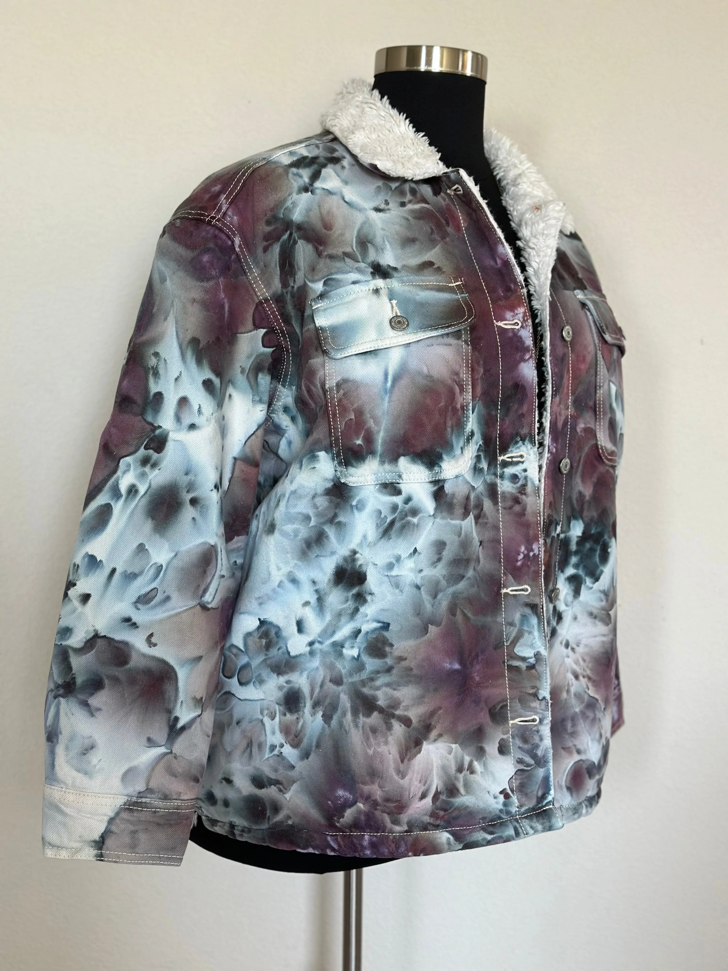Custom Sherpa Lined Denim Jacket in ‘Brushed Steel’ for Sharlla