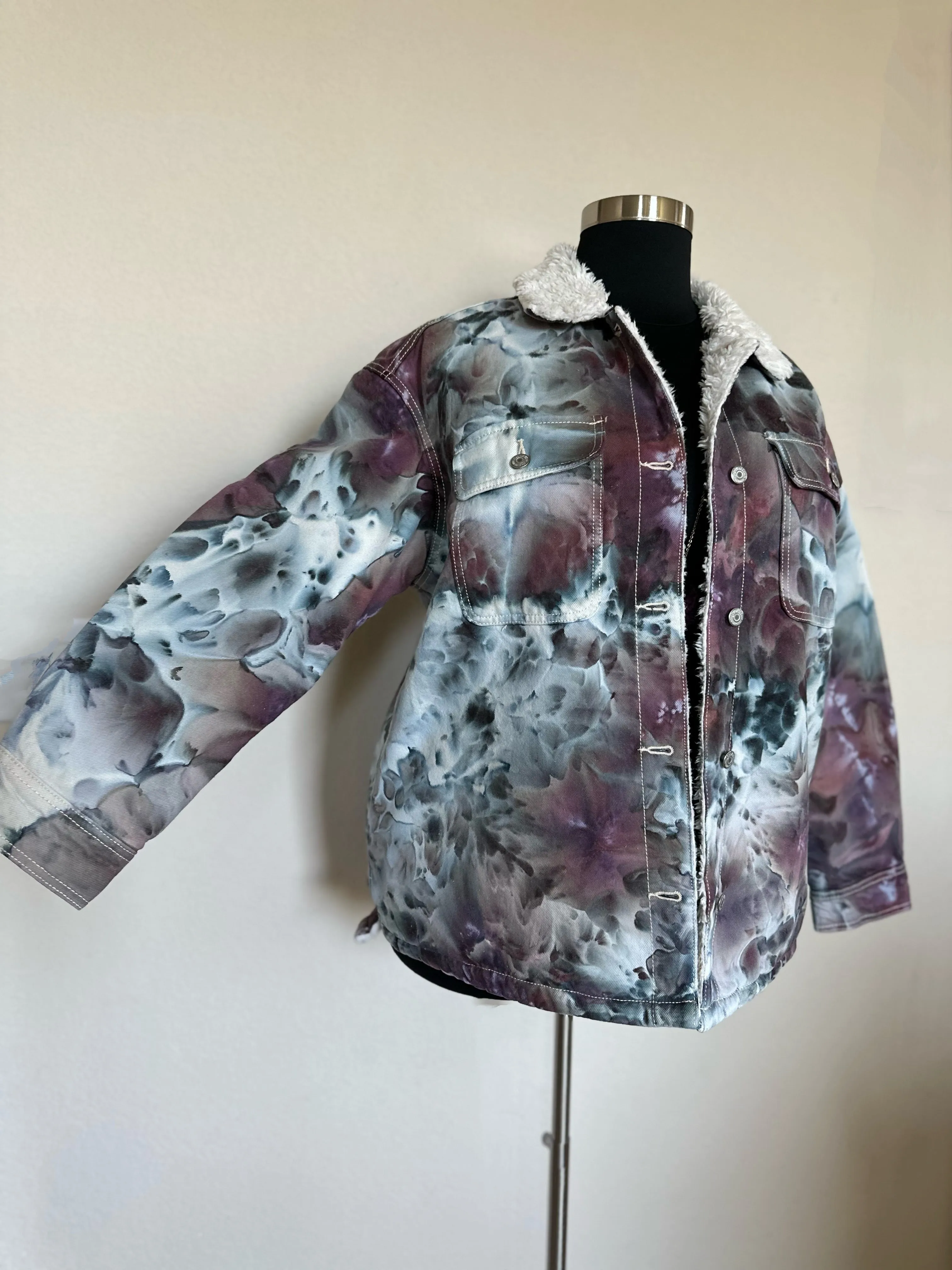 Custom Sherpa Lined Denim Jacket in ‘Brushed Steel’ for Sharlla