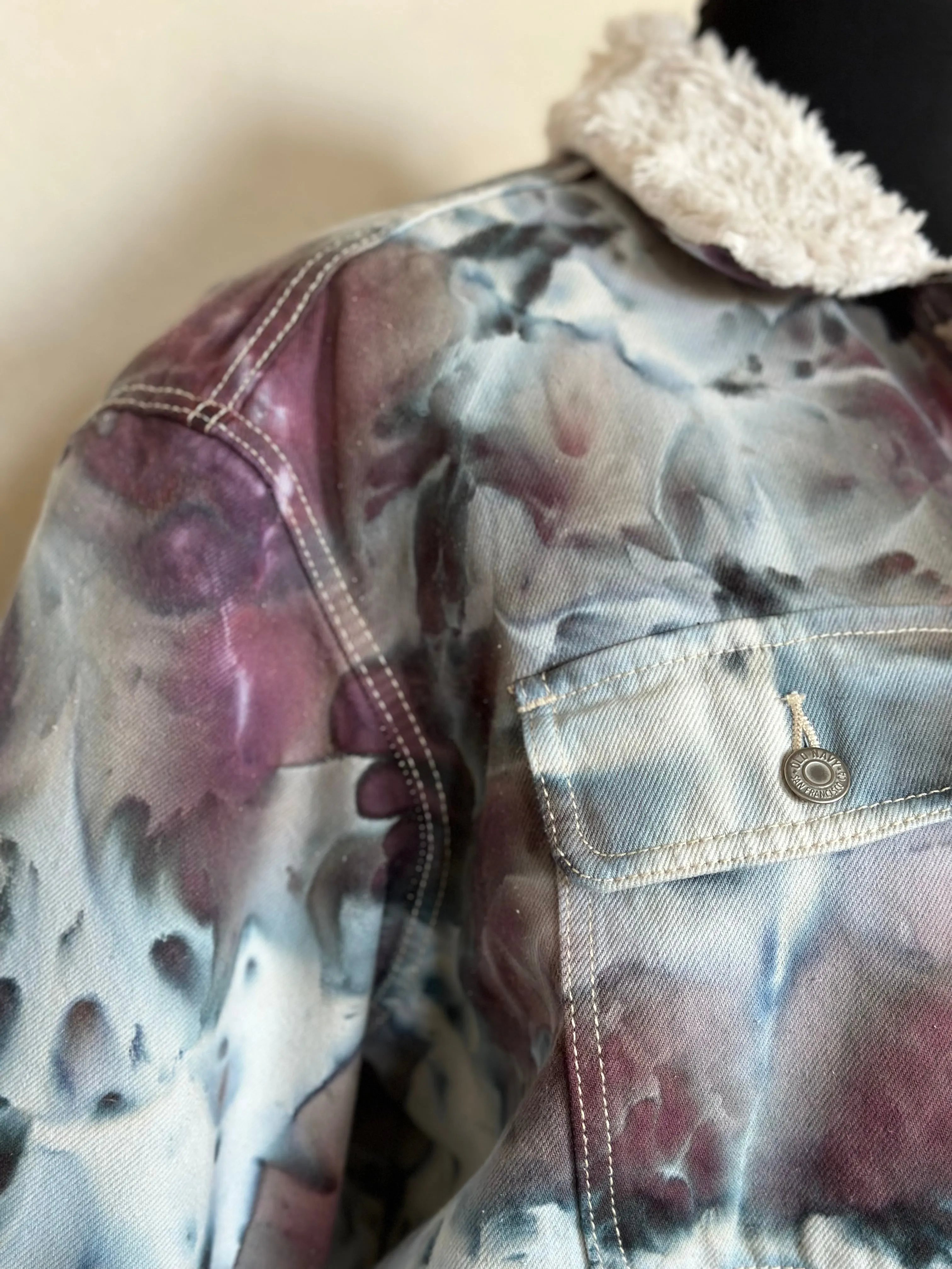 Custom Sherpa Lined Denim Jacket in ‘Brushed Steel’ for Sharlla