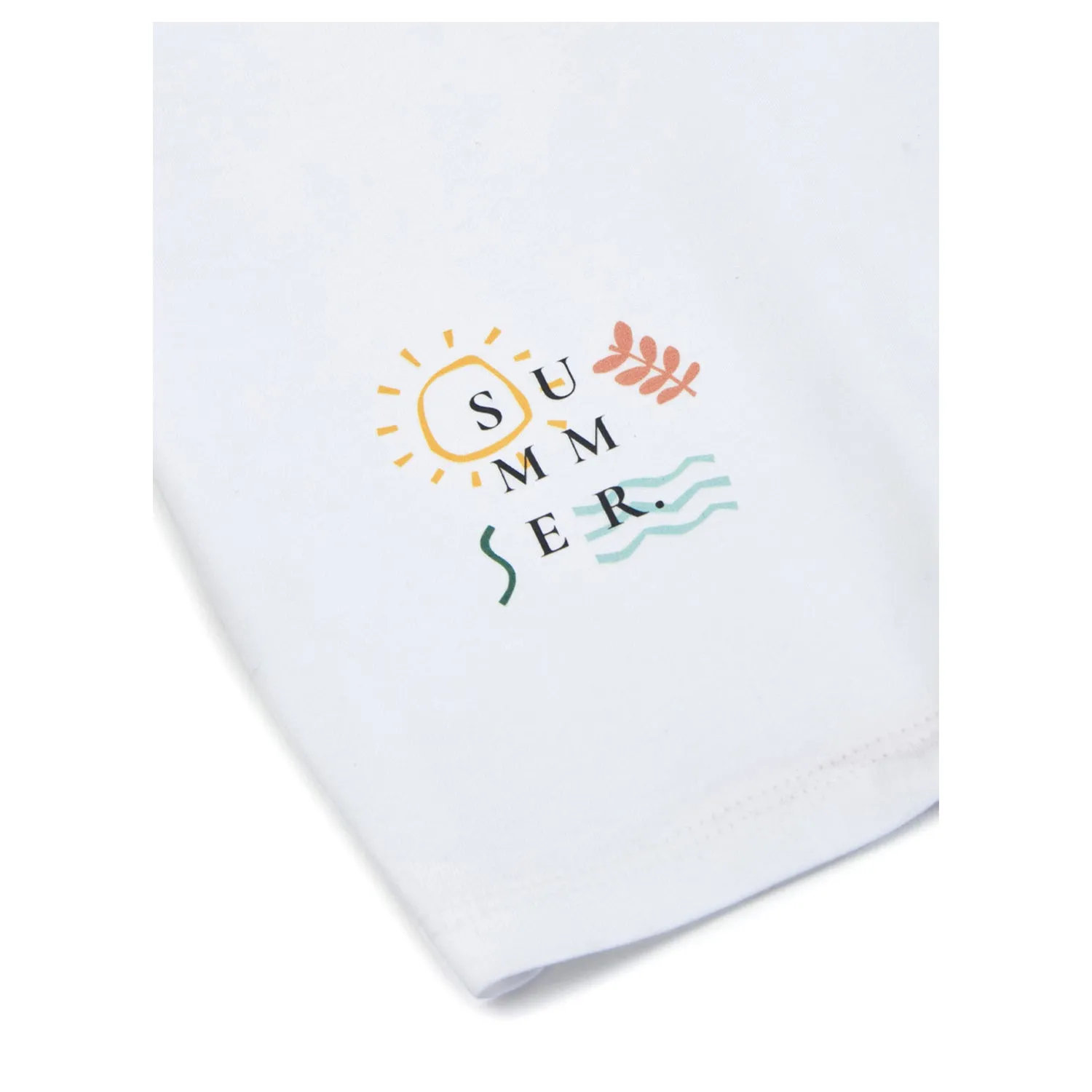 Drop Shoulder Color Block Tee - White