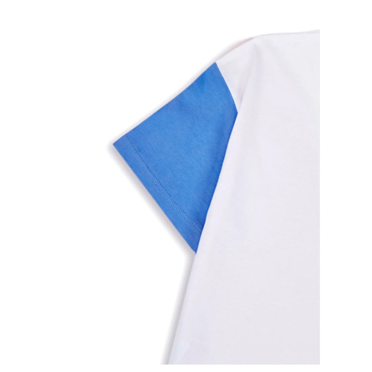 Drop Shoulder Color Block Tee - White