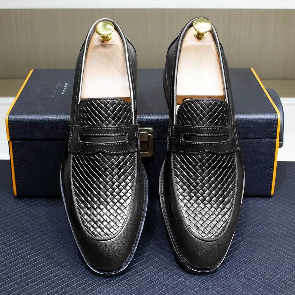 Elegant Classic Leather Brogue Slip-Ons