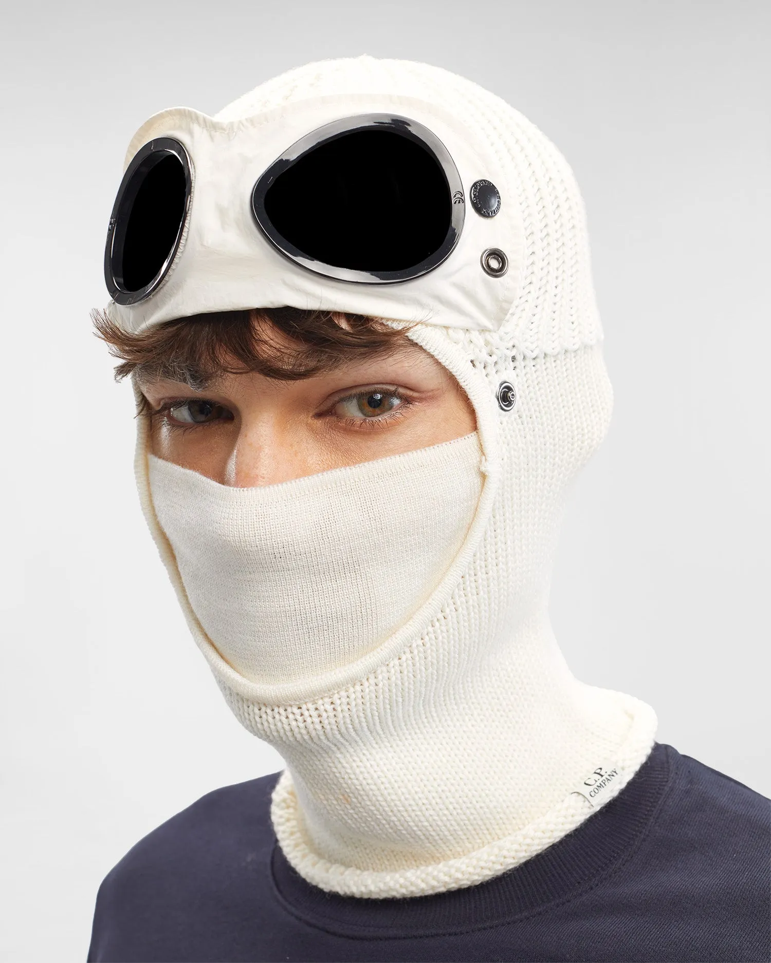 Extra Fine Merino Wool Goggle Balaclava Gauze White