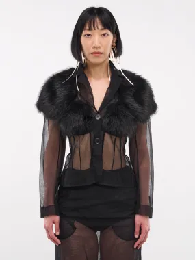 Faux Fur & Tulle Jacket (6097-CAPF-0069-BLACK)