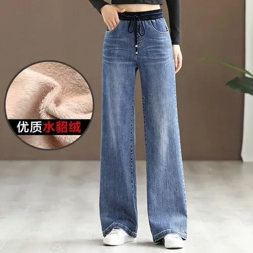 Flared Pants For Women Jeans Woman High Waist Jean Large