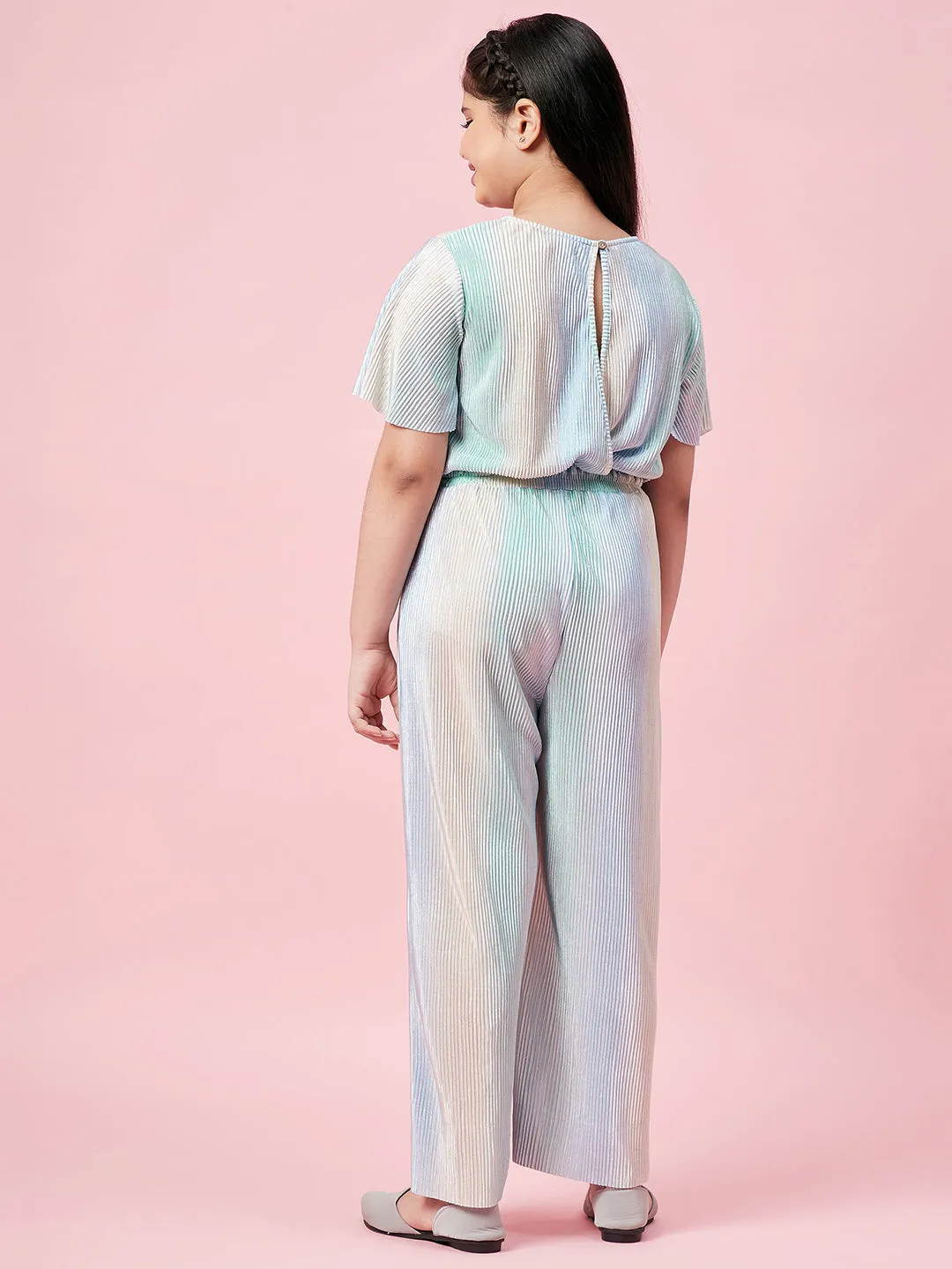 Girl's Solid Jumpsuit Green - StyloBug KIDS
