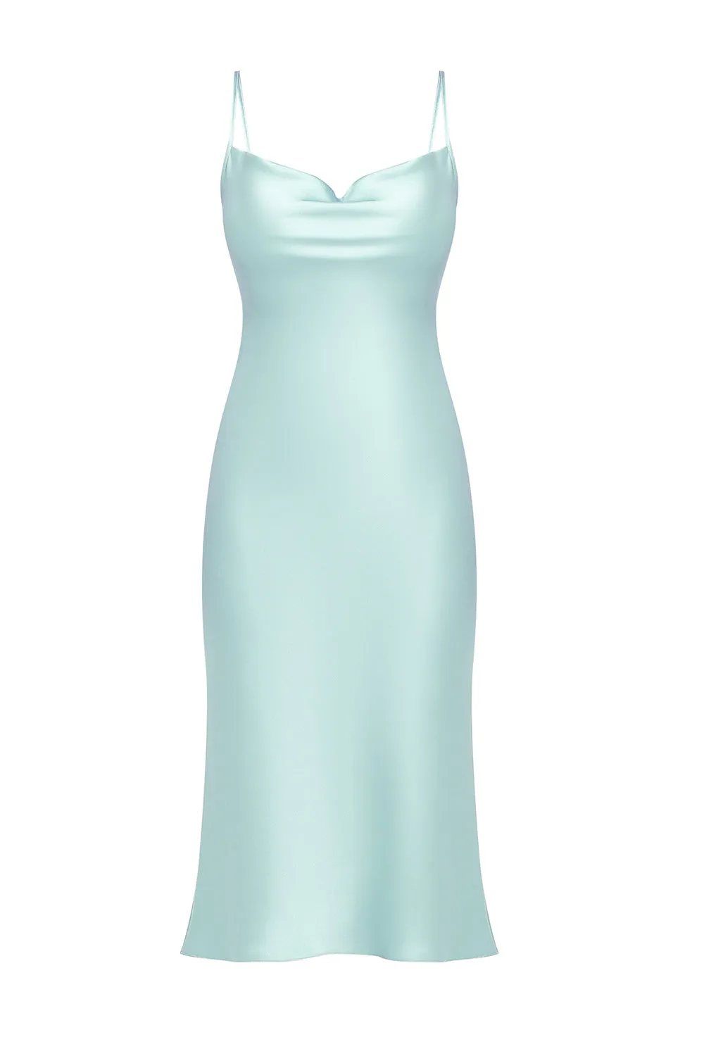 Janna Mint Silk Slip Dress