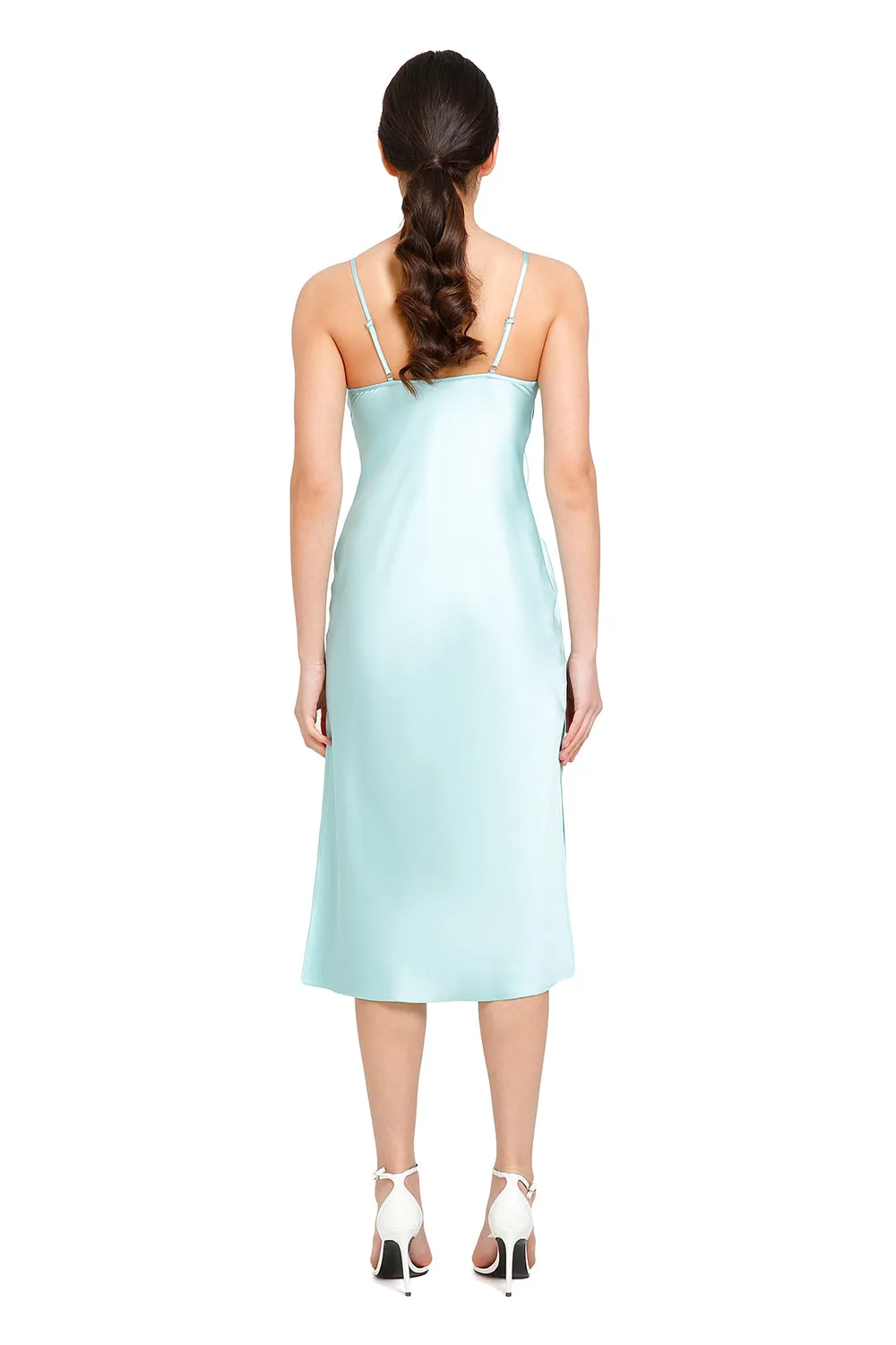 Janna Mint Silk Slip Dress