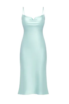 Janna Mint Silk Slip Dress