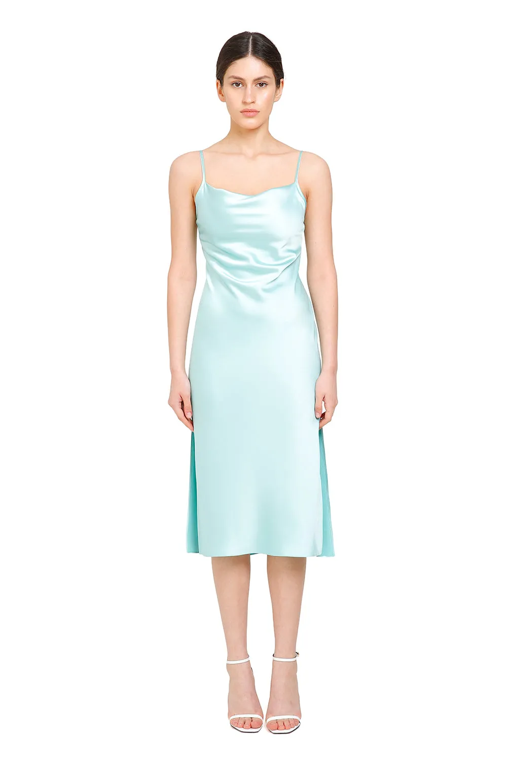 Janna Mint Silk Slip Dress