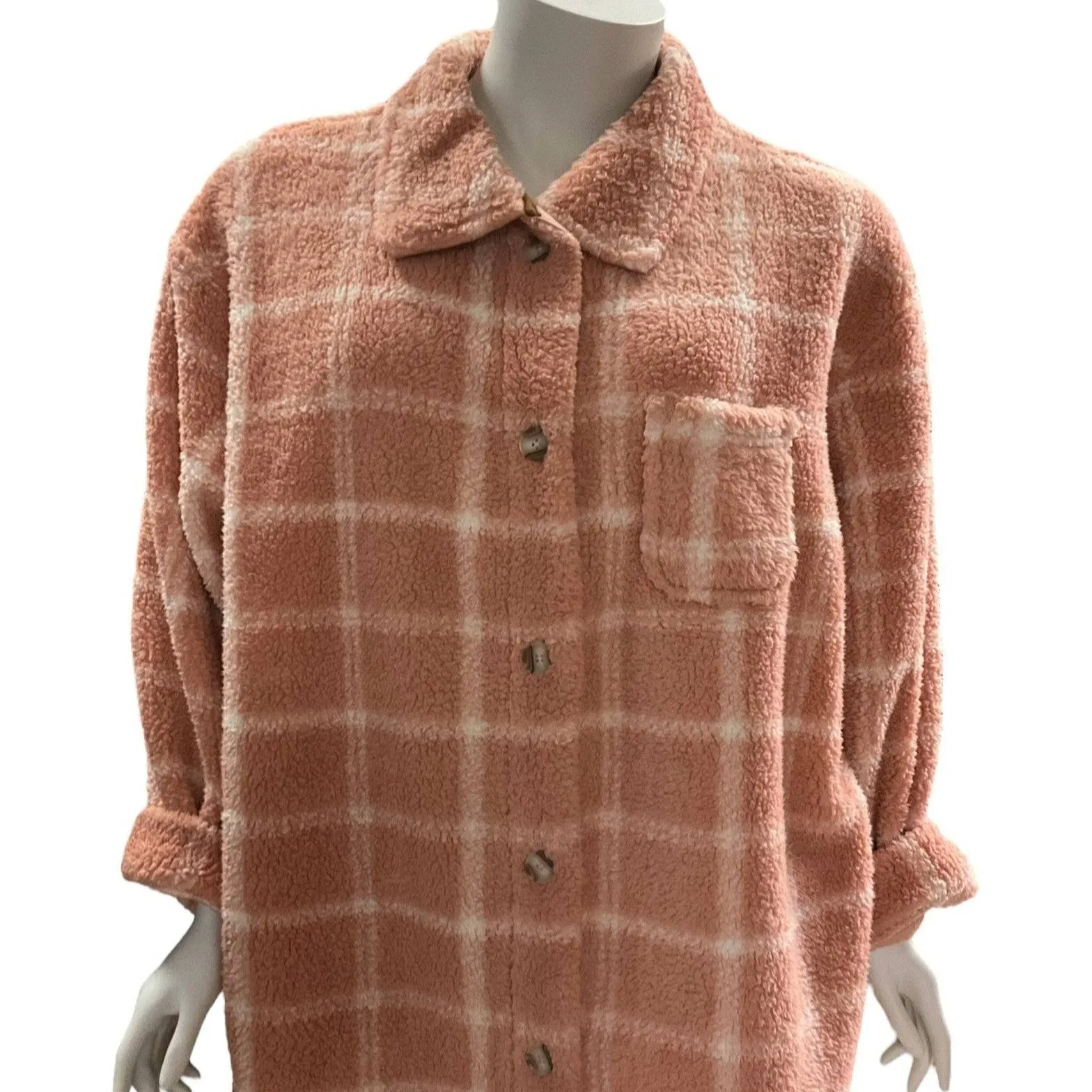 Koolaburra by Ugg Size 3X pink/white Sherpa Plaid Consignment Ladies Jacket