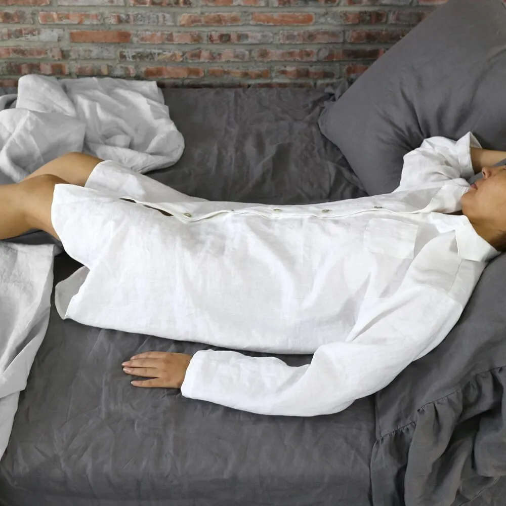 Long Soft Washed Linen Night Shirt