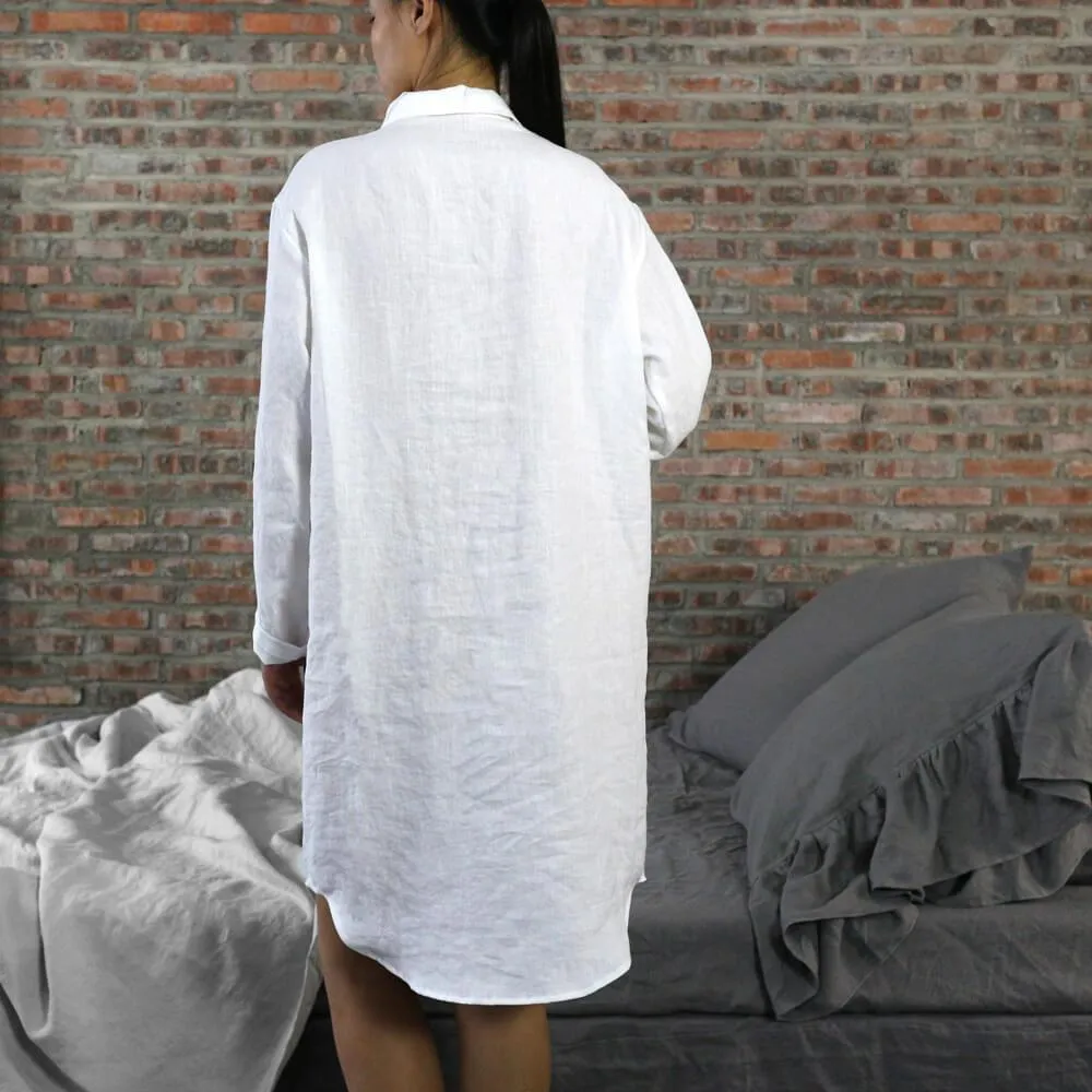 Long Soft Washed Linen Night Shirt