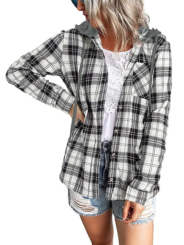 Plaid Hoodie Shirt Jacket