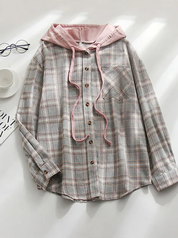 Plaid Hoodie Shirt Jacket