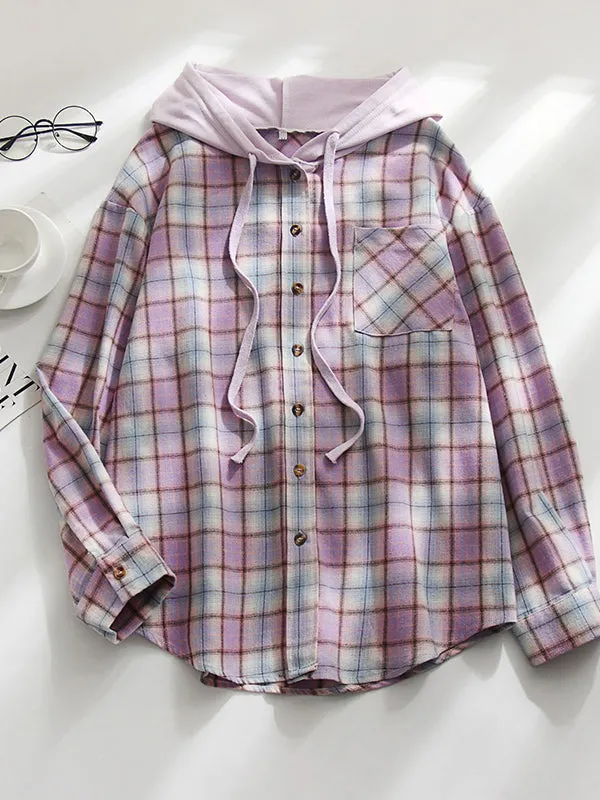Plaid Hoodie Shirt Jacket