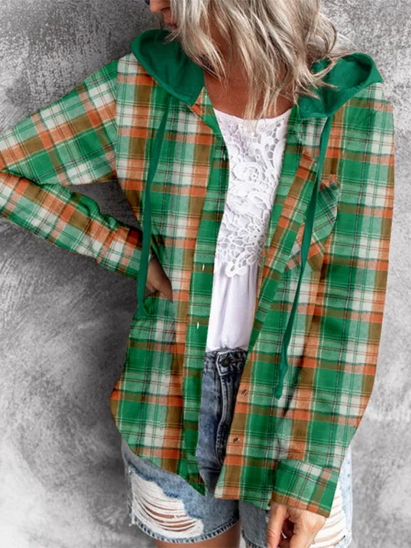 Plaid Hoodie Shirt Jacket