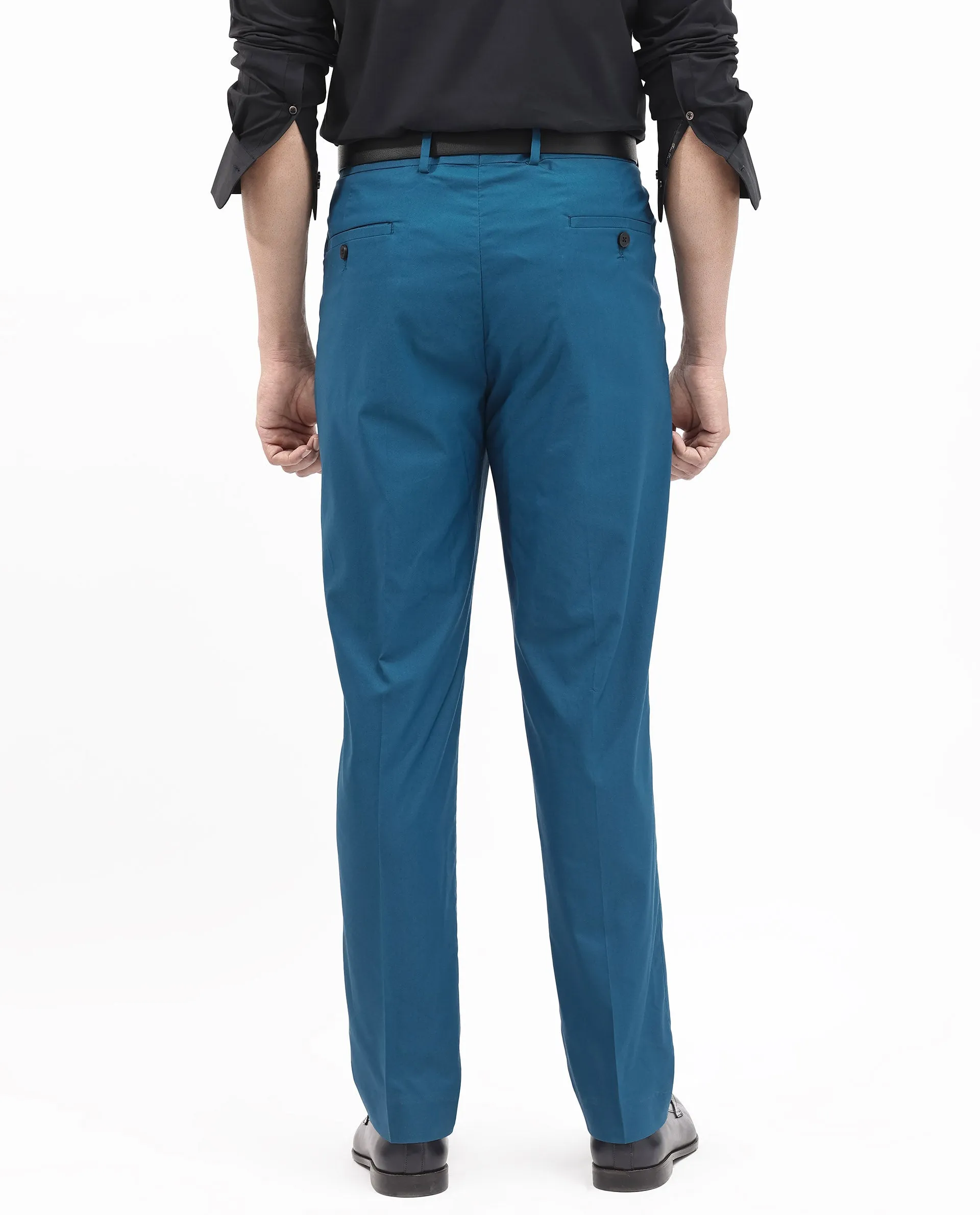 Rare Rabbit Men's Oscar Dark Teal Polyester Viscose Fabric Notch Lapel Button Closure Single Breasted Cavalry Twill Suit