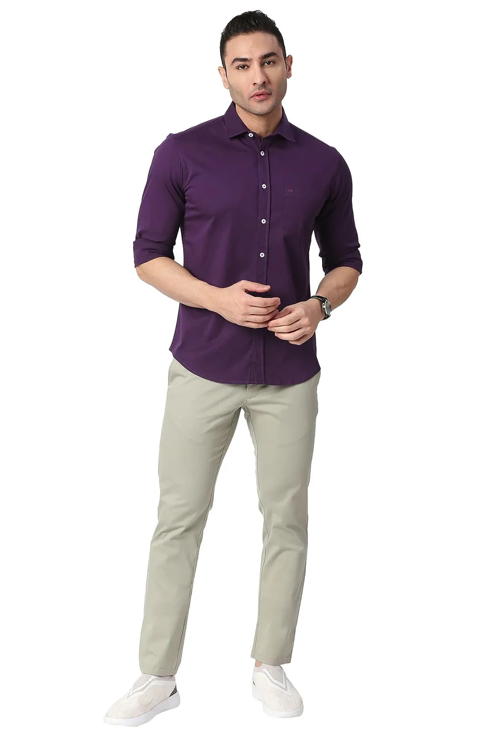 Slim Fit Cotton Twill Stretch Shirt