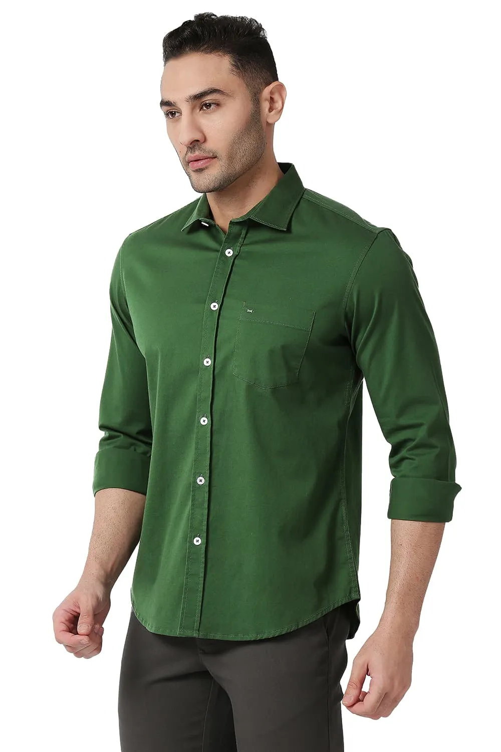 Slim Fit Cotton Twill Stretch Shirt