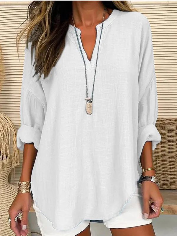 Solid V-Neck Shirt
