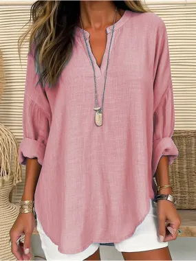 Solid V-Neck Shirt