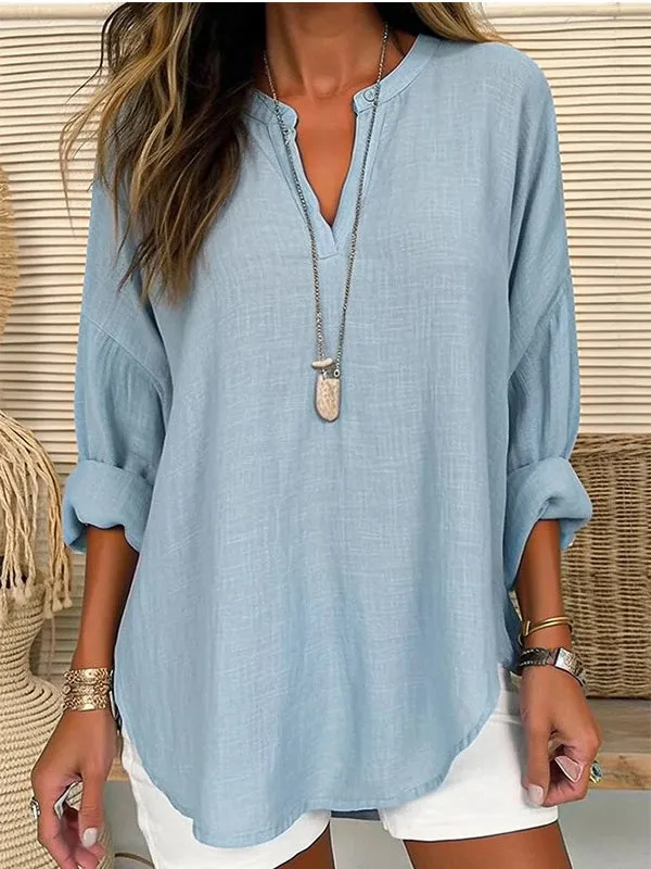 Solid V-Neck Shirt