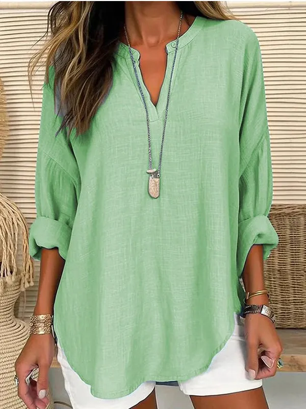 Solid V-Neck Shirt