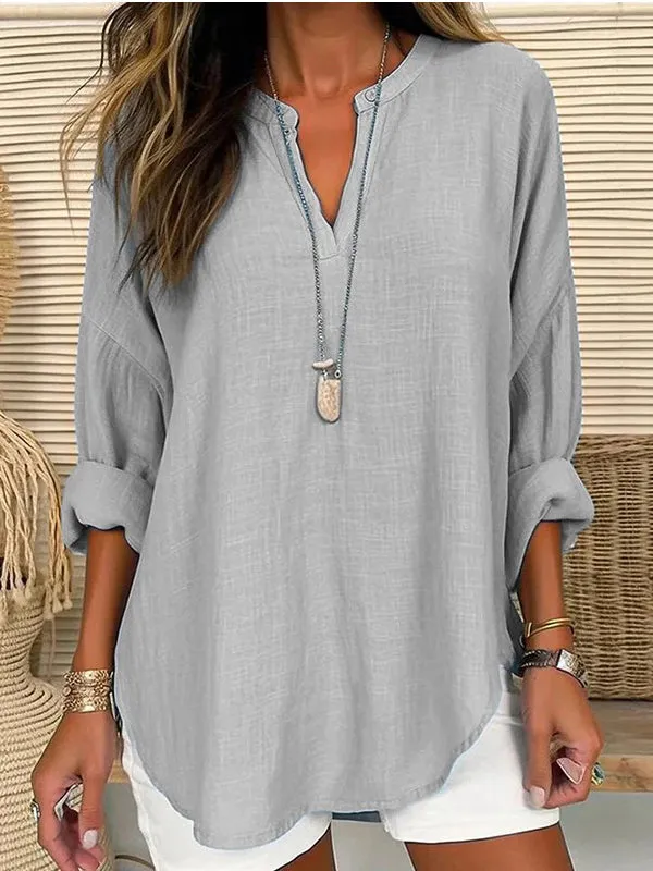 Solid V-Neck Shirt