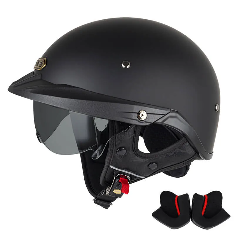 Sturgis Style DOT Helmet with Retractable UV Lens - Matte Black