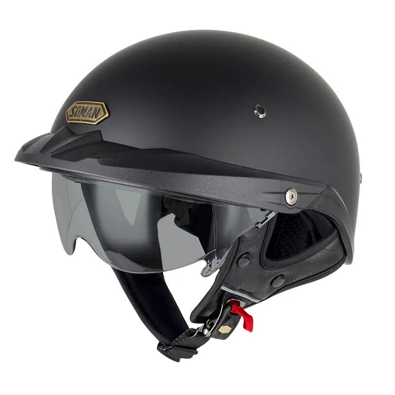 Sturgis Style DOT Helmet with Retractable UV Lens - Matte Black