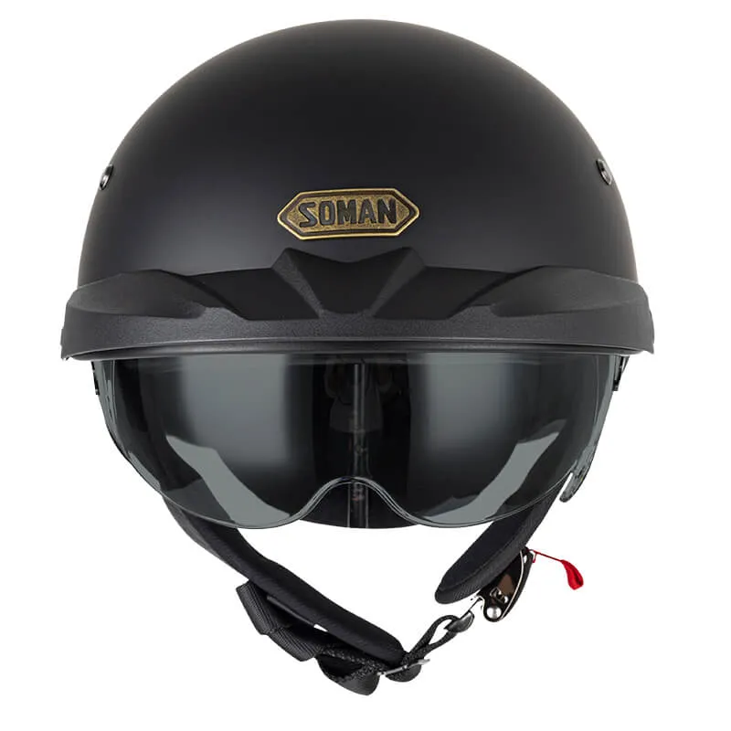 Sturgis Style DOT Helmet with Retractable UV Lens - Matte Black