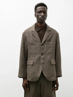 Three Button Jacket Tumbled Linen Olive