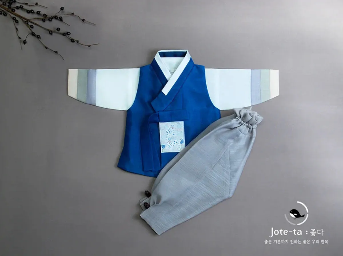 White Tiger Indigo Baek il and Dol Baby Boy Hanbok