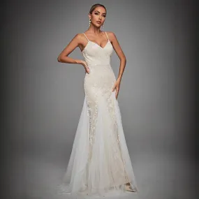 Women Lace Embroidery Cami Evening Dress