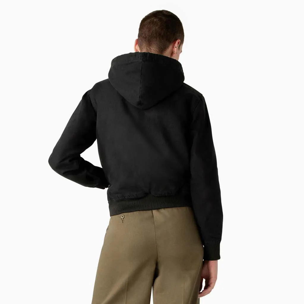 Women's Duck Canvas Textured Sherpa Lined Jacket FJR14 - Stone Washed Black