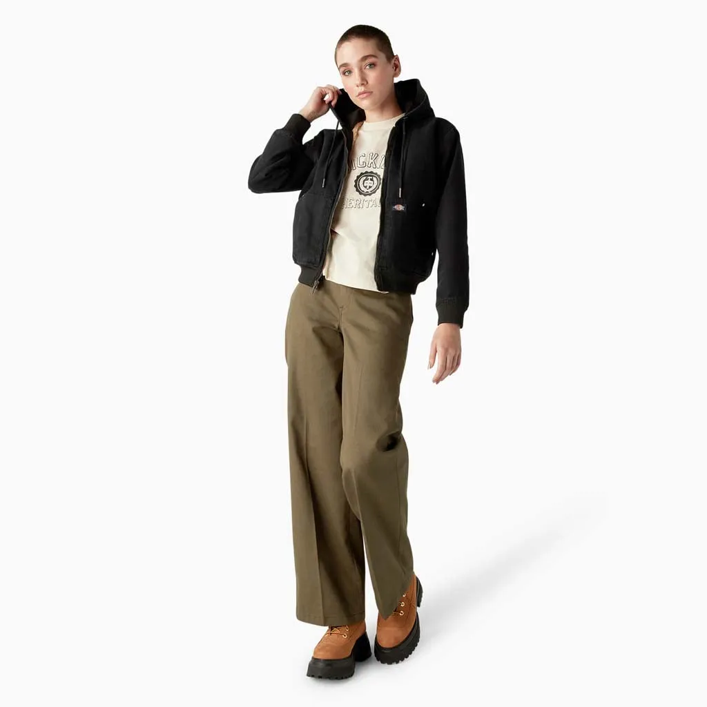 Women's Duck Canvas Textured Sherpa Lined Jacket FJR14 - Stone Washed Black